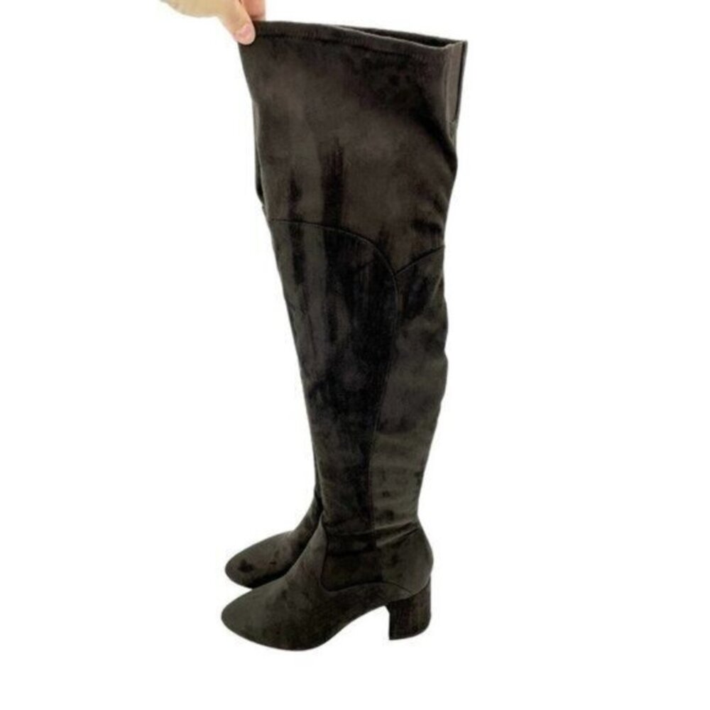 MARC FISHER Jayne Grey Fabric Faux Suede Over the Knee Boots SZ 9 NEW